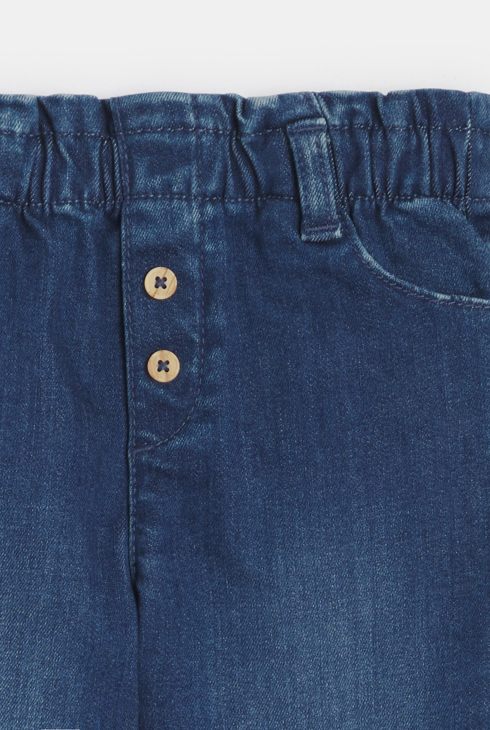 Pantalon taille haute bleu bébé fille