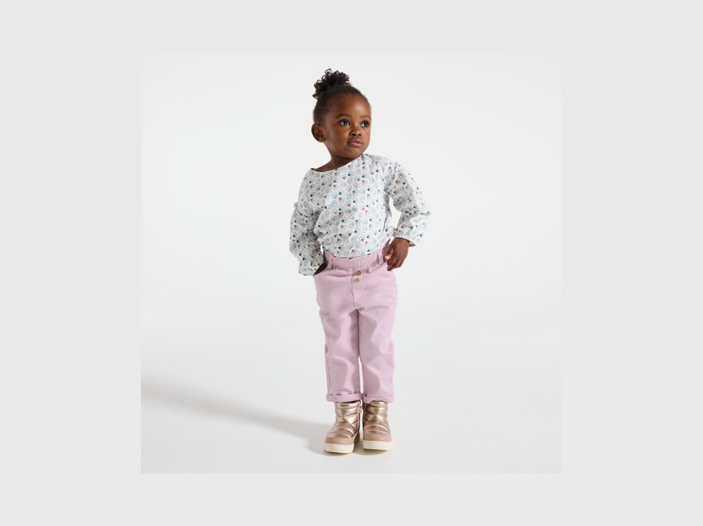 Mädchenhose in Mauve mit hohem Bund für Kleinkinder 1