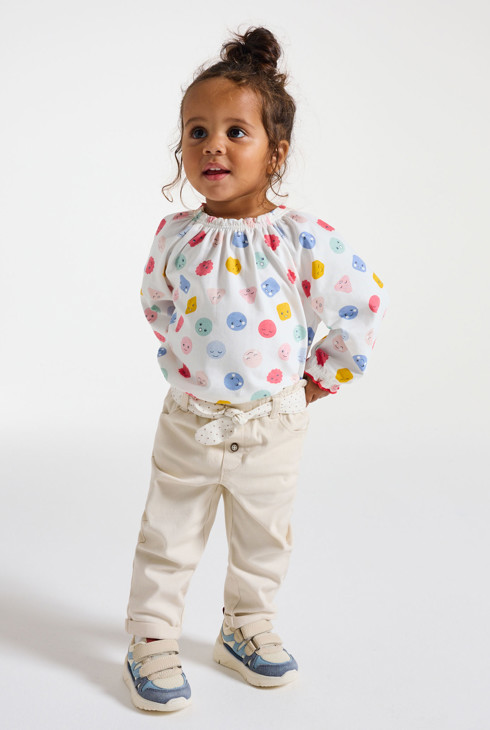 Baby girl's beige high rise trousers 1