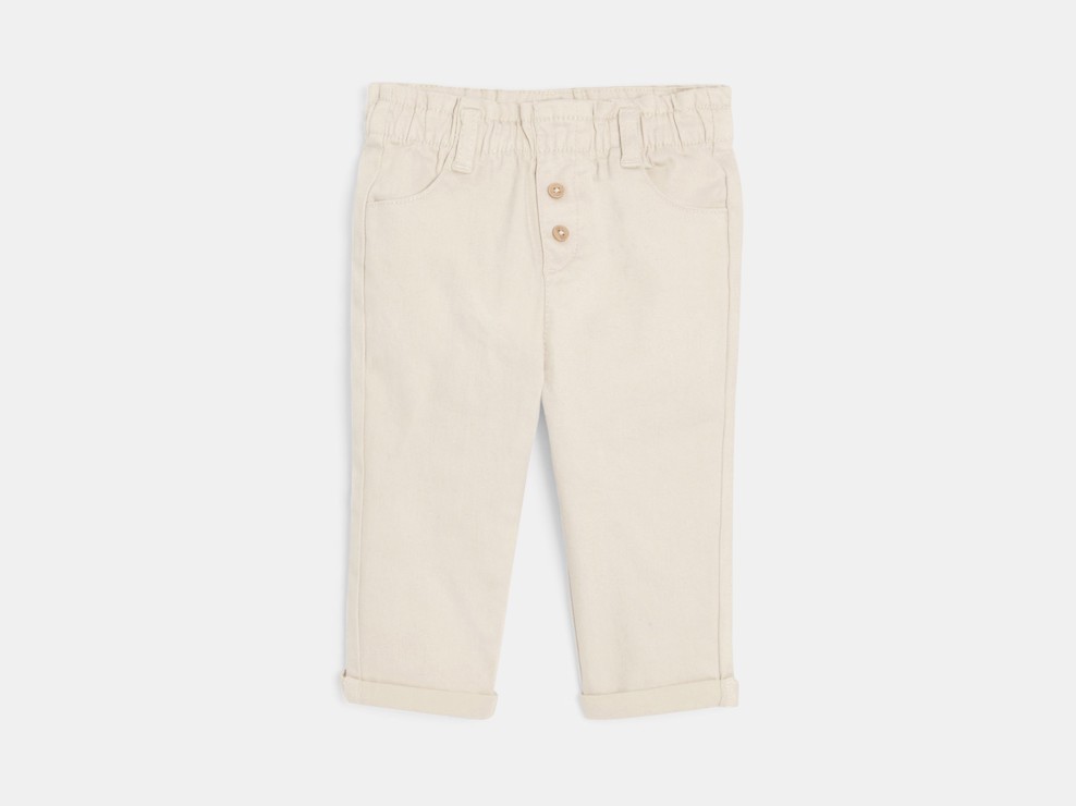 Pantalon taille haute beige bébé fille 1