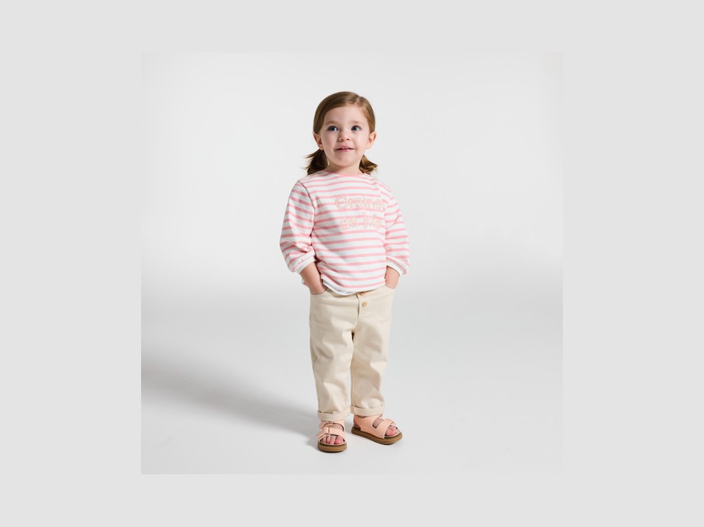 Beige broekje met hoge taille voor babymeisjes 1