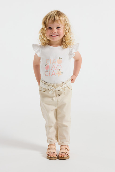 Beige Hose mit hohem Bund Baby Mädchen 1