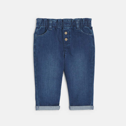 Pantalon Taille Haute Bleu Bébé Fille - Denim Bleu - 5A - OBAIBI