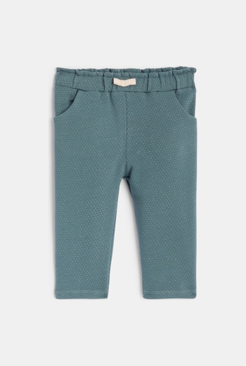 Baby girl's shiny blue fleece trousers 1