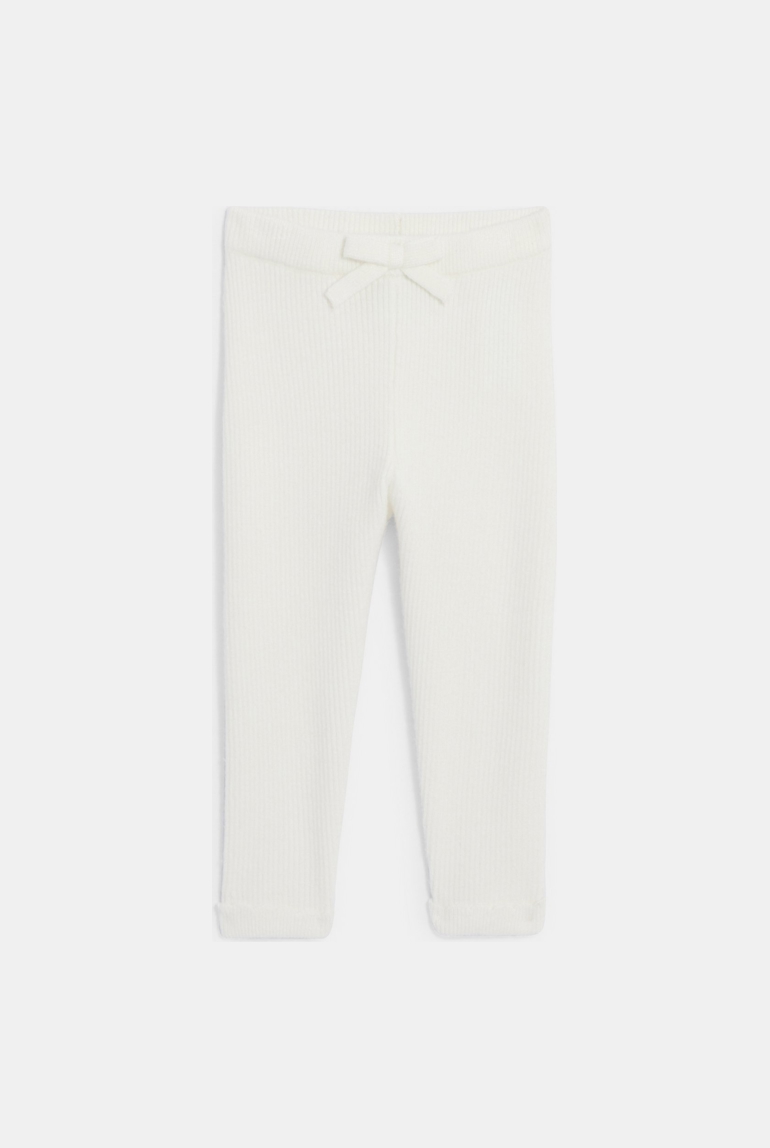 Legging maille tricot blanc bébé fille 1