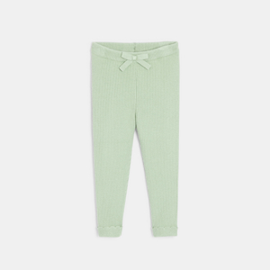 Legging maille tricot vert bébé fille
