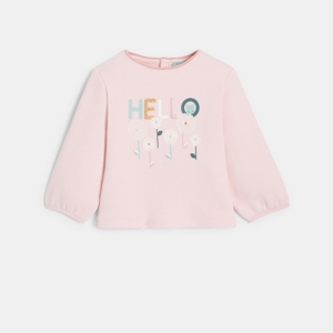 Sweat molleton brodé rose bébé fille 1