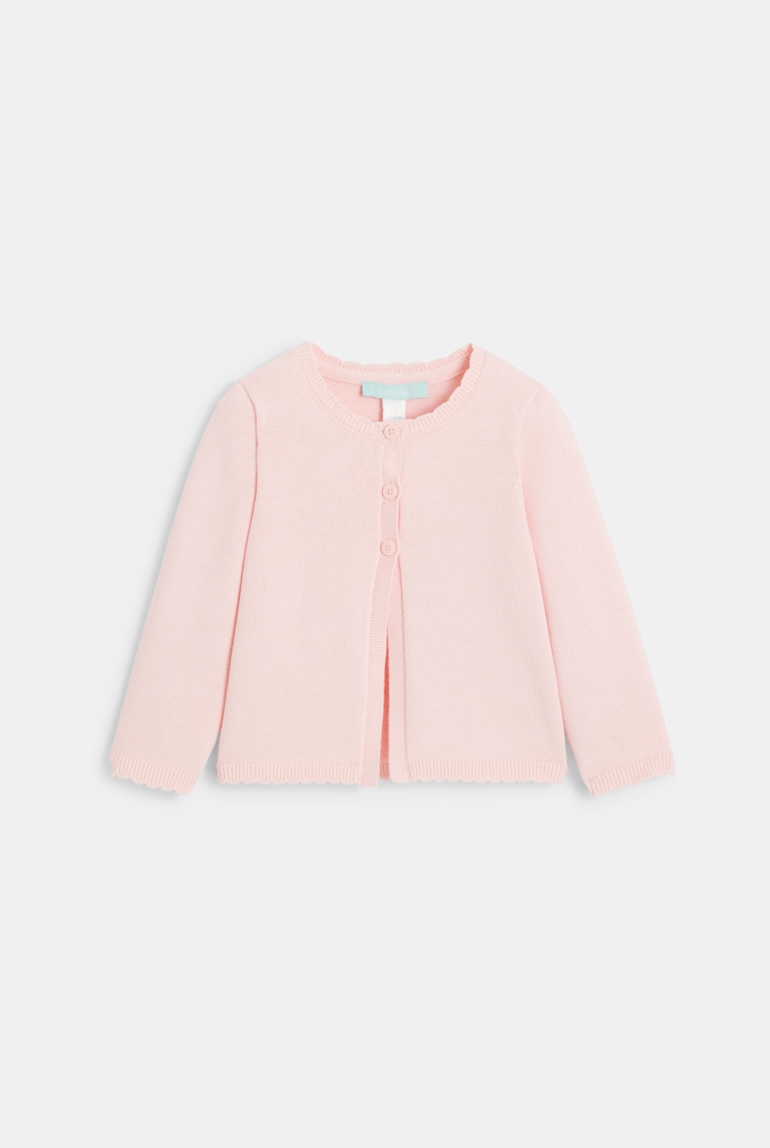 Gilet maille tricot rose clair bébé fille 1