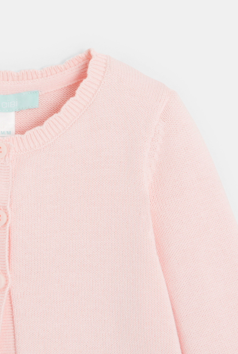 Gilet maille tricot rose clair bébé fille
