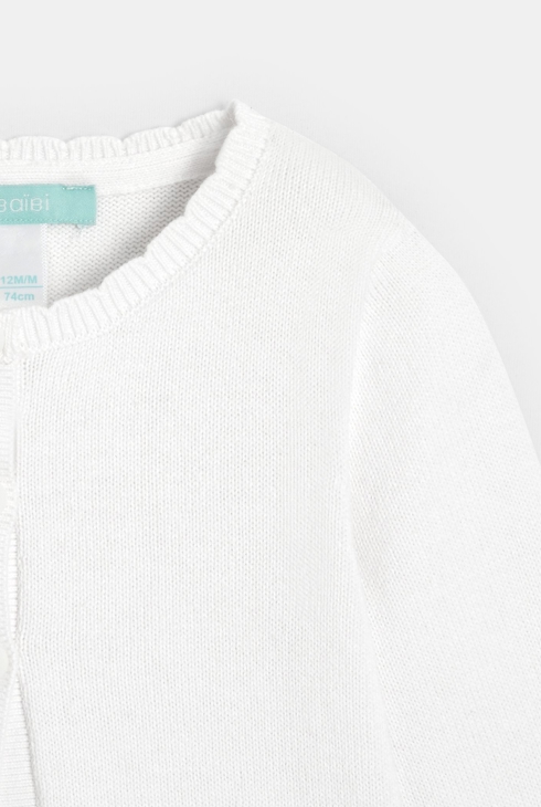 Gilet maille tricot blanc bébé fille