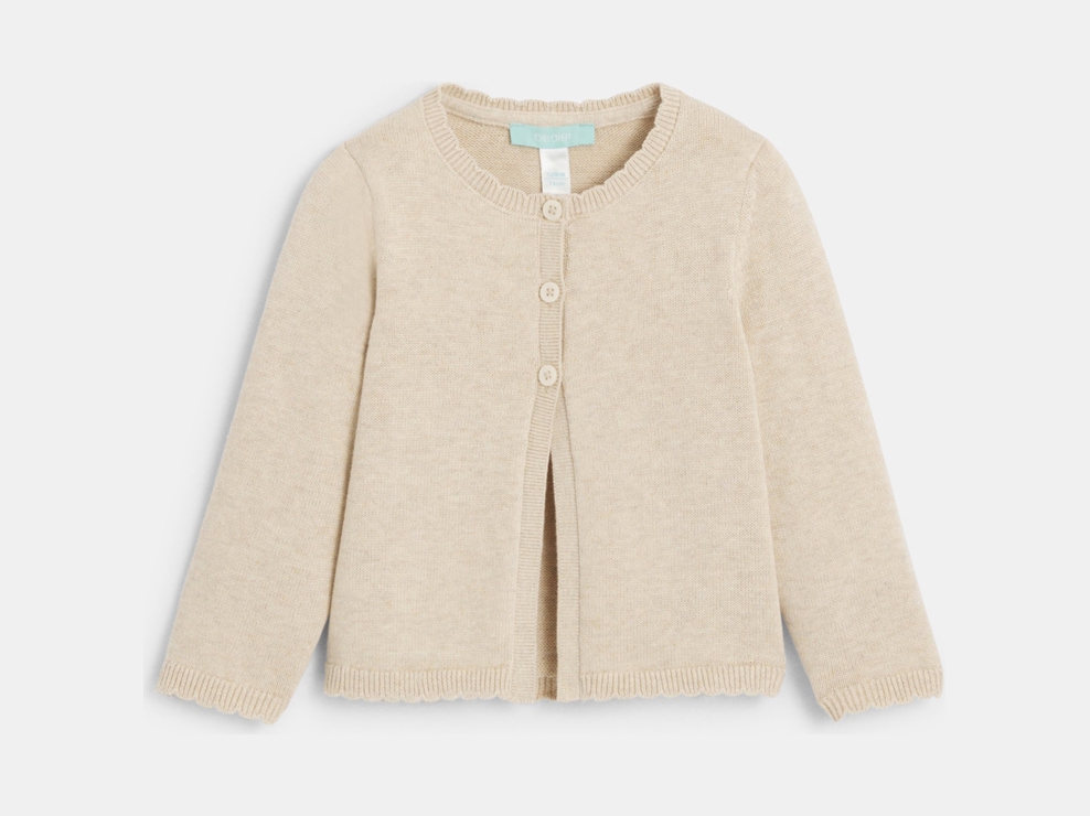 Beige gebreid vestje voor babybmeisjes 1