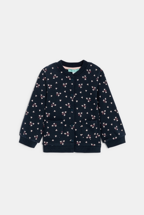 Bedruckte Baby-Teddyjacke aus Molton in Weiß für Mädchen 1