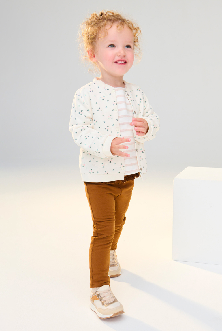 Teddy fleuri en molleton blanc bébé fille 1
