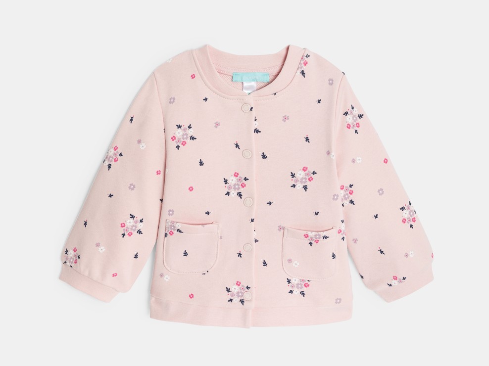 Chaqueta teddy estampada de muletón rosa bebé niña 1