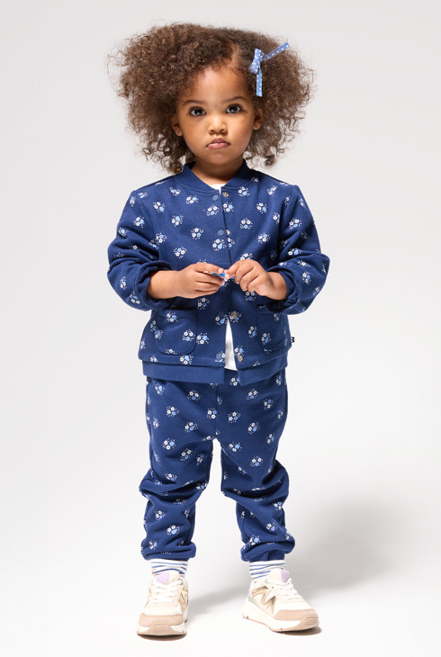 Fleece campusjasje met bloemenprint voor babymeisjes 1
