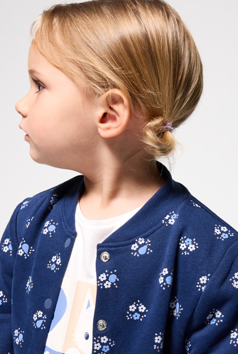 Fleece campusjasje met bloemenprint voor babymeisjes 2