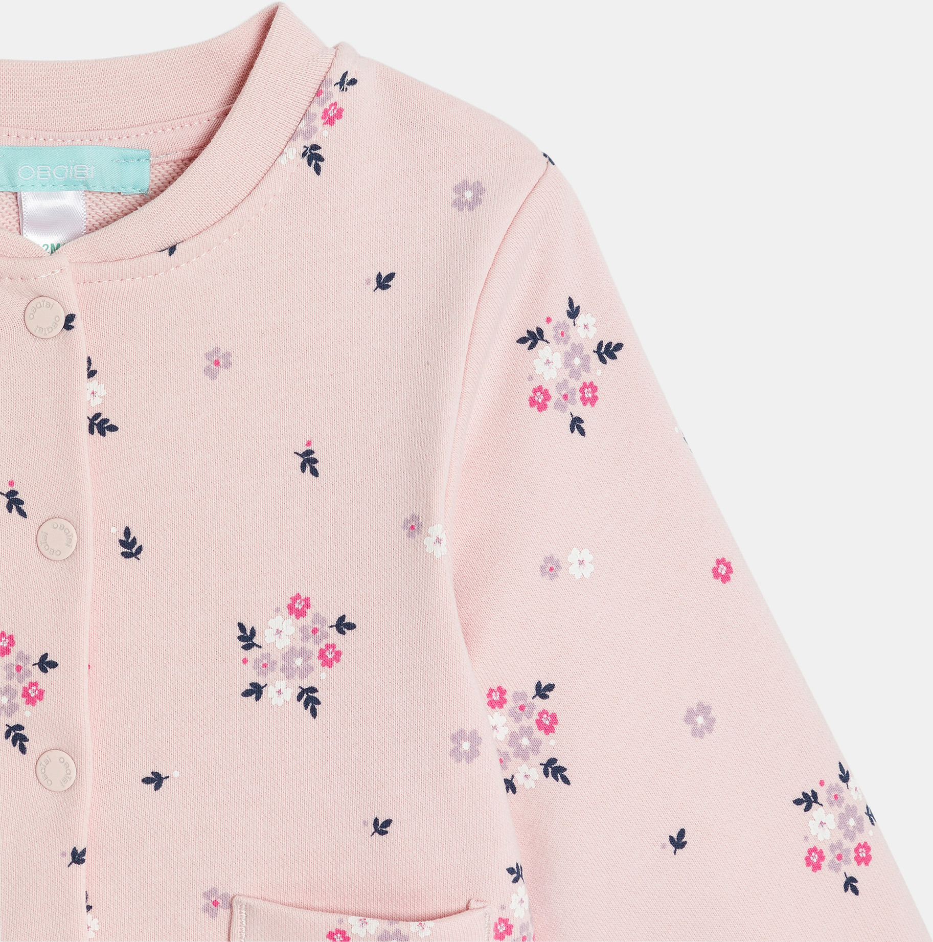 Roze baseballjasje van joggingstof met print voor babymeisjes 2