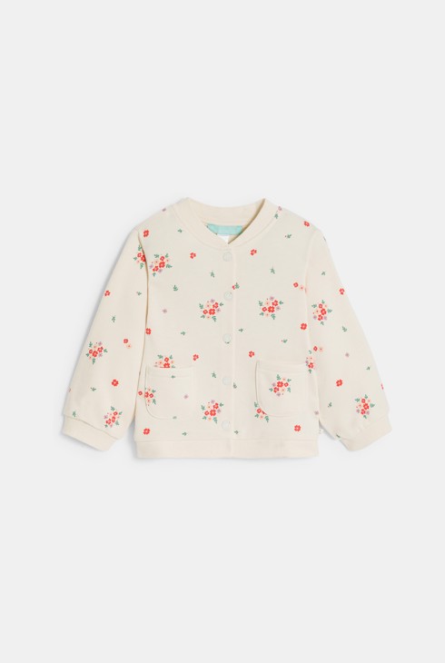 Teddy imprimé fleuri en molleton beige bébé fille 2