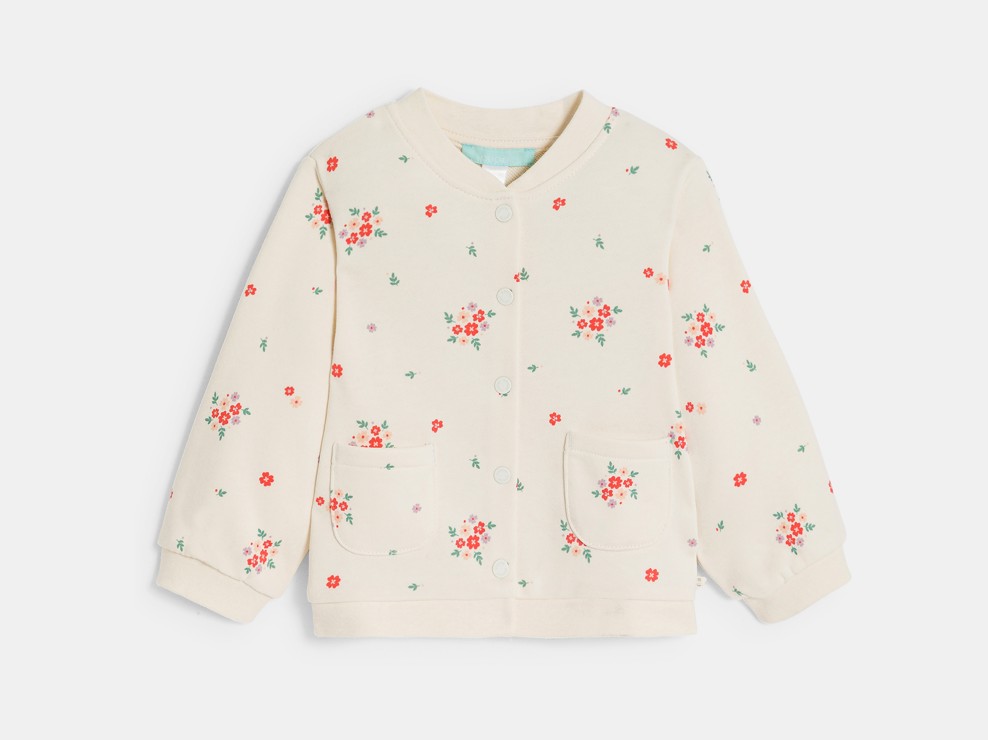 Teddy imprimé fleuri en molleton beige bébé fille 2