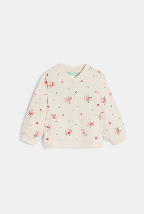 Teddy imprimé fleuri en molleton beige bébé fille 1