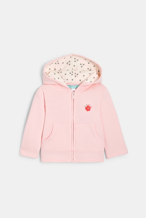 Molton-Sweatshirt mit Kapuze rosa Baby Mädchen 1