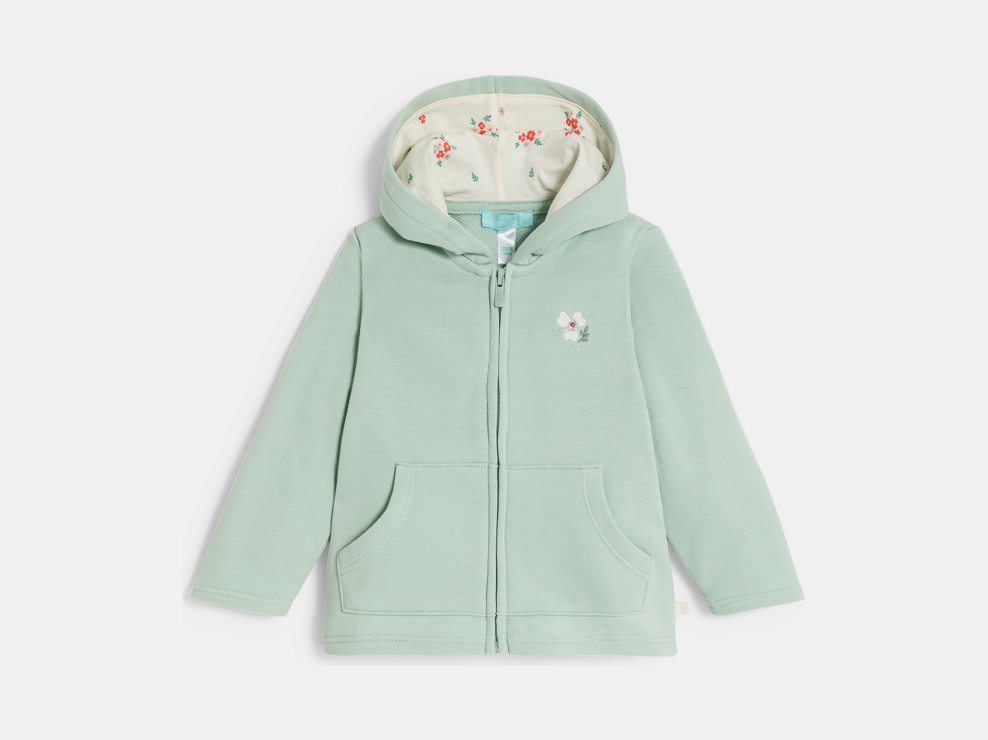 Sweat à capuche molleton vert bébé fille 1