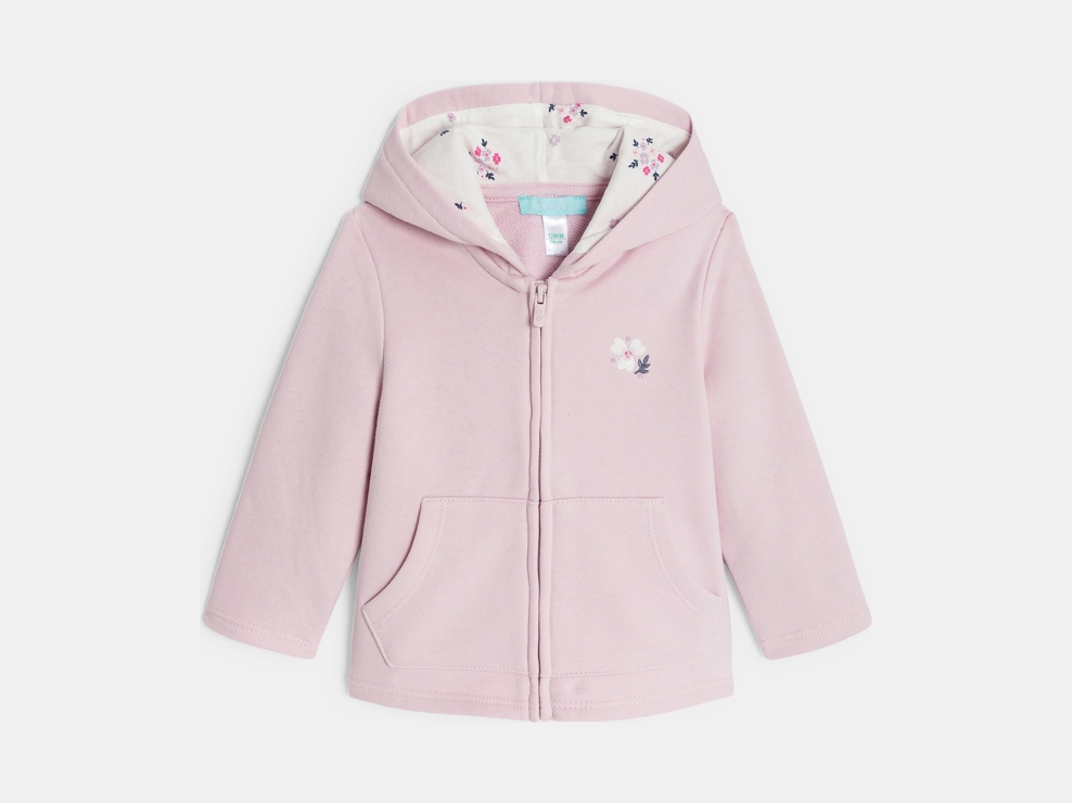 Sweat à capuche molleton mauve bébé fille 1