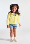 Sudadera con capucha muletón amarillo bebé niña 1