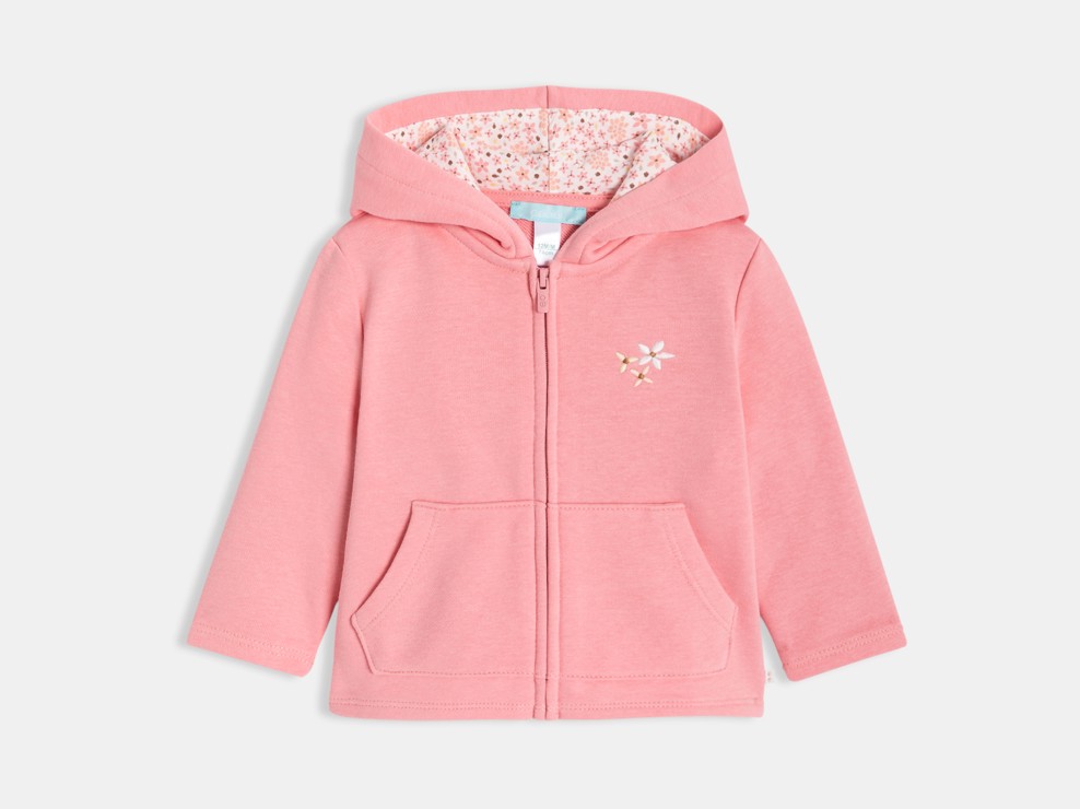 Molton-Sweatshirt mit Kapuze rosa Kleinkind Mädchen 1