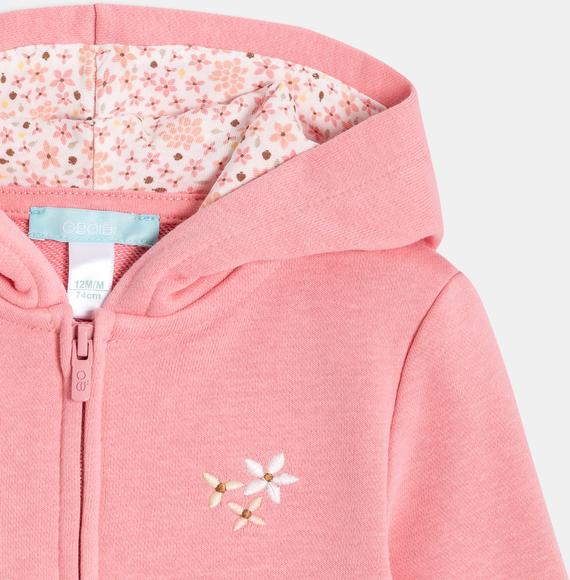 Molton-Sweatshirt mit Kapuze rosa Kleinkind Mädchen 2