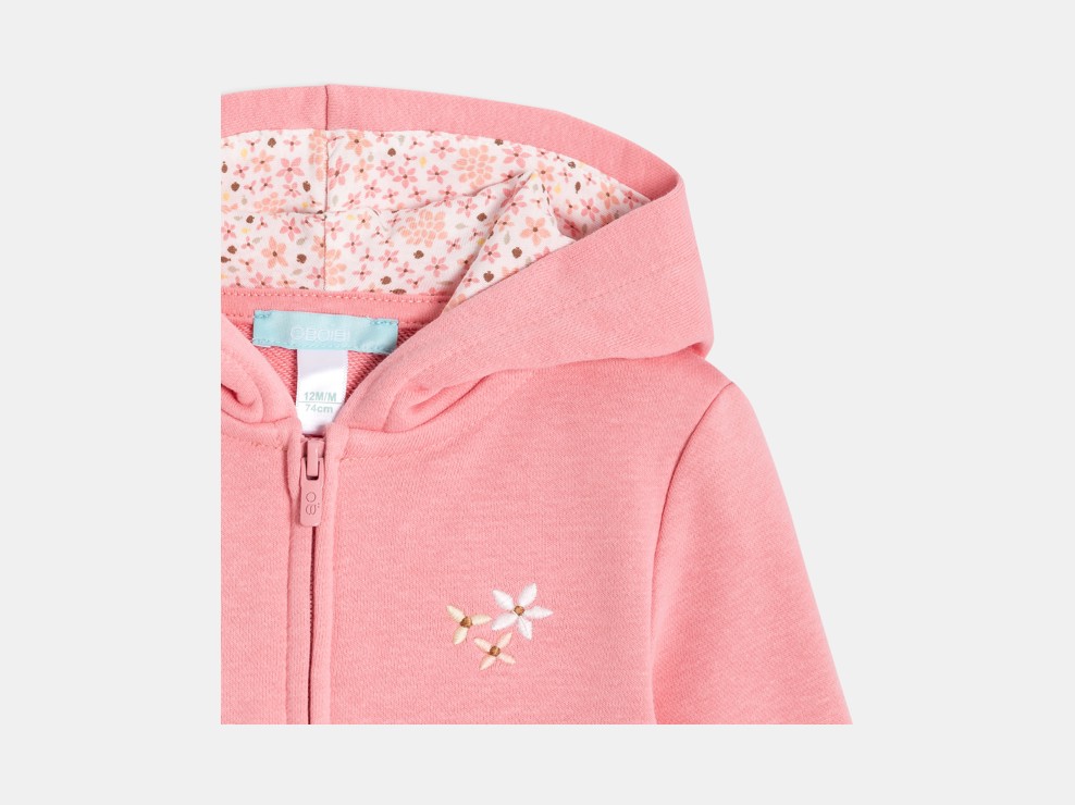 Molton-Sweatshirt mit Kapuze rosa Kleinkind Mädchen 2