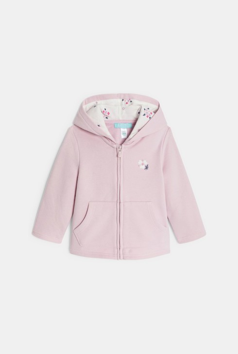 Dessuadora amb caputxa moletó malva bebè nena 2