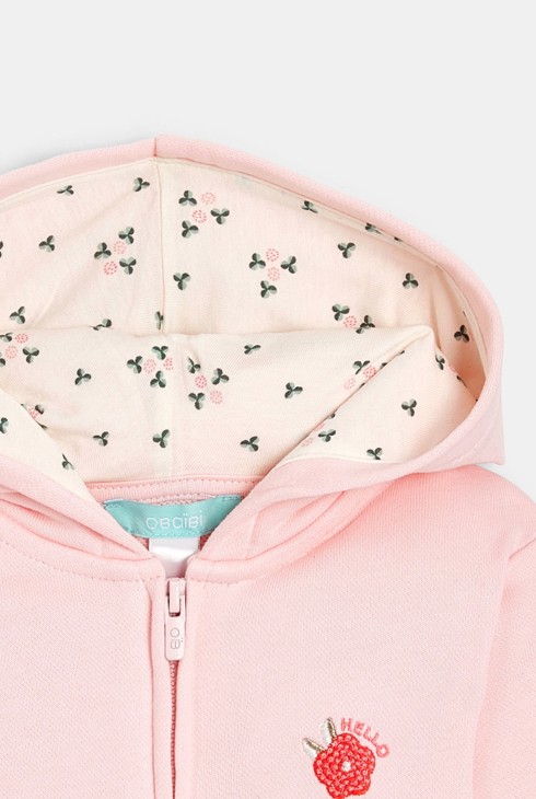Molton-Sweatshirt mit Kapuze rosa Baby Mädchen 2