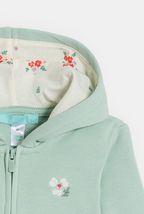 Mädchen-Hoodie aus grünem Molton für Kleinkinder 2