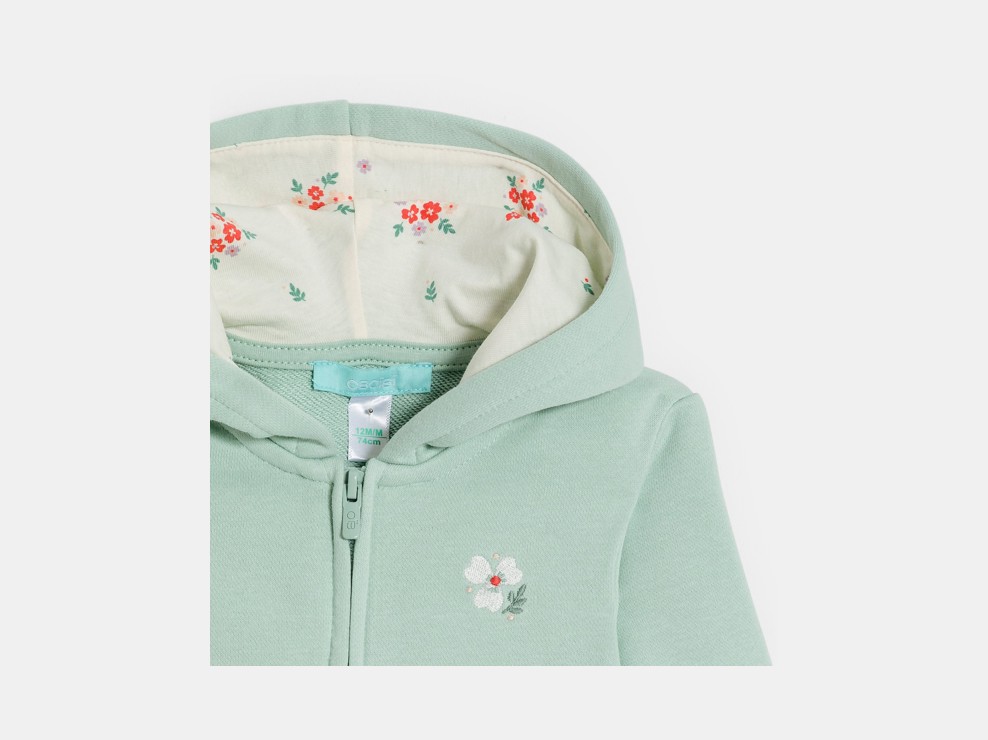 Mädchen-Hoodie aus grünem Molton für Kleinkinder 2