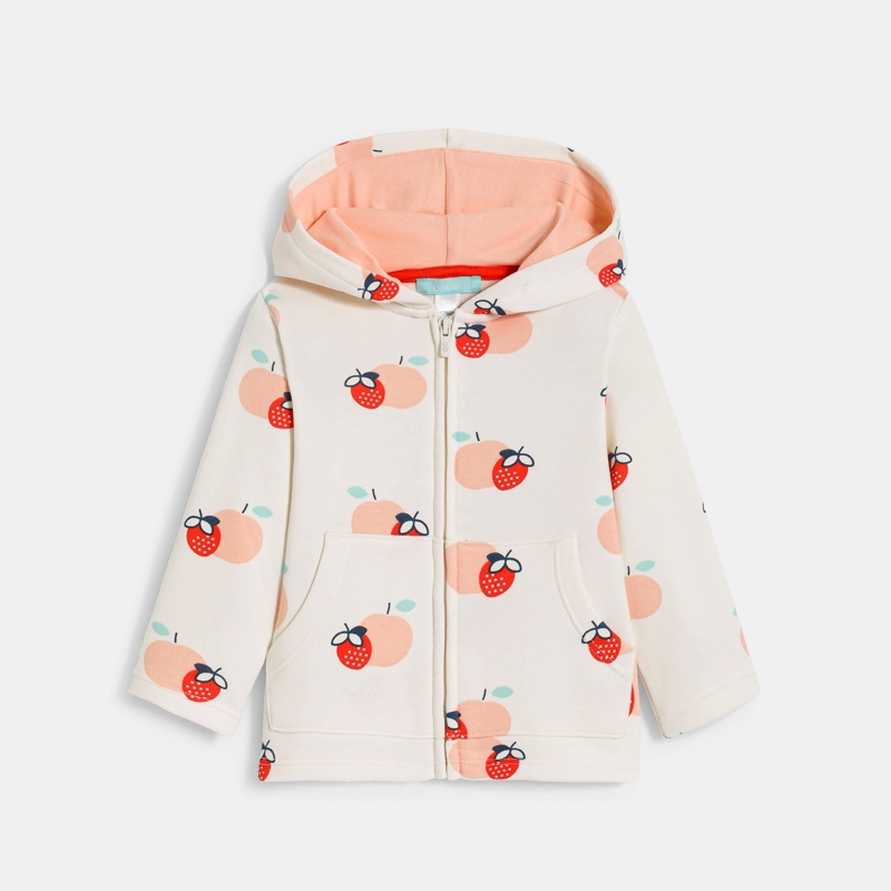 OBAIBI - Sweat à capuche molleton fruits blanc bébé fille - Fille