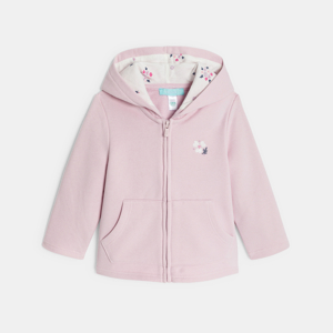 Sudadera con capucha muletón malva bebé niña 1