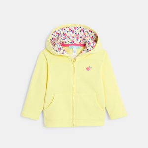 Sudadera con capucha muletón amarillo bebé niña 1