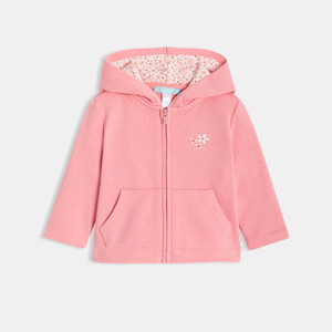 Molton-Sweatshirt mit Kapuze rosa Kleinkind Mädchen