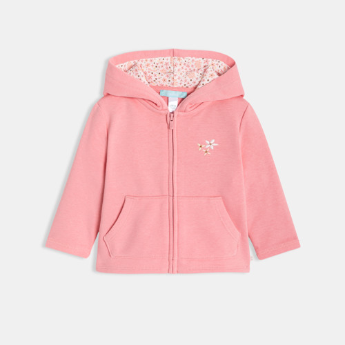 Sweat À Capuche Molleton Rose Bébé Fille - Rose Thé - 6M - OBAIBI