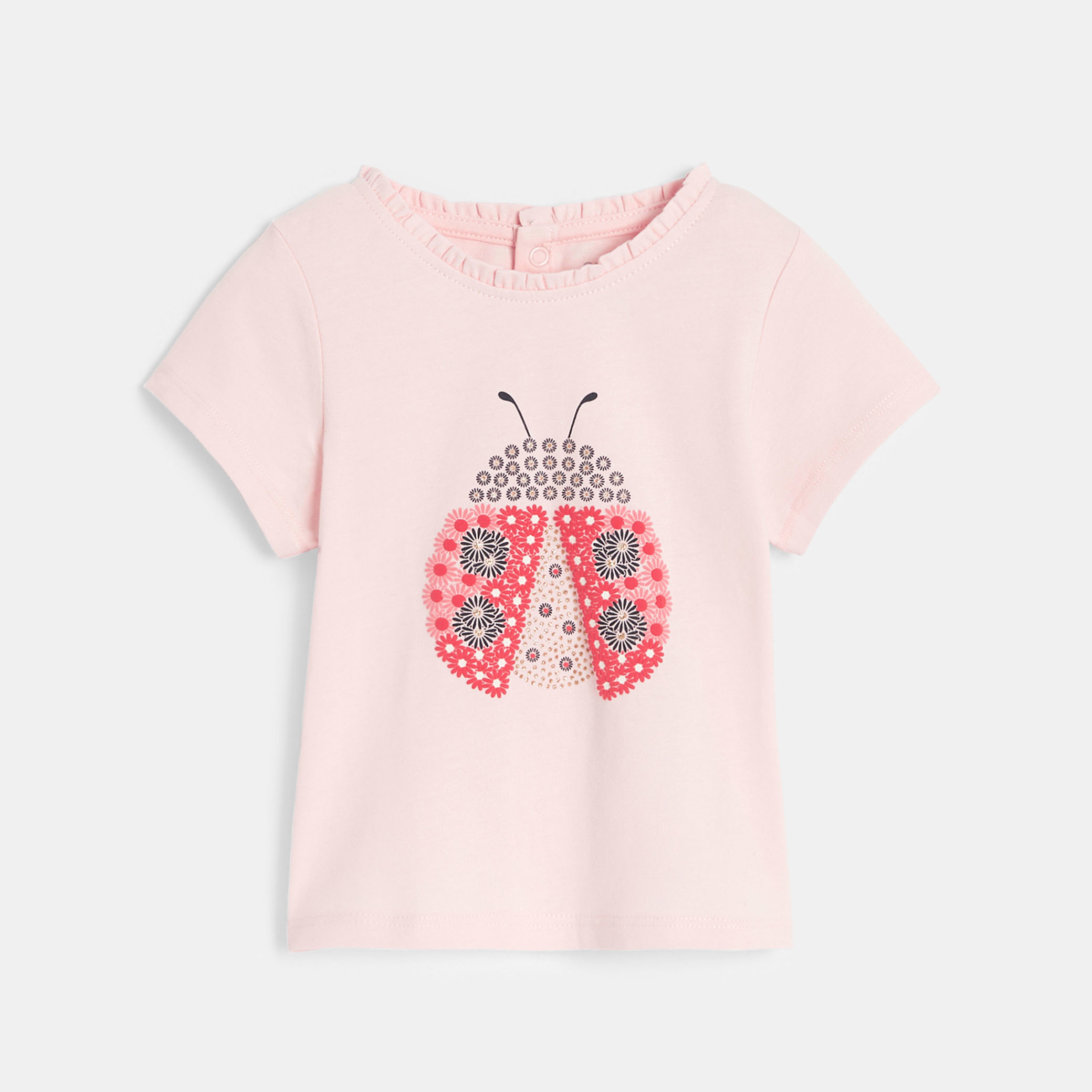 【楽天カード分割】 Baby girl's Obaïbi & Okaïdi T-shirt ladybird textured pink Tシャツ(半袖/袖なし)