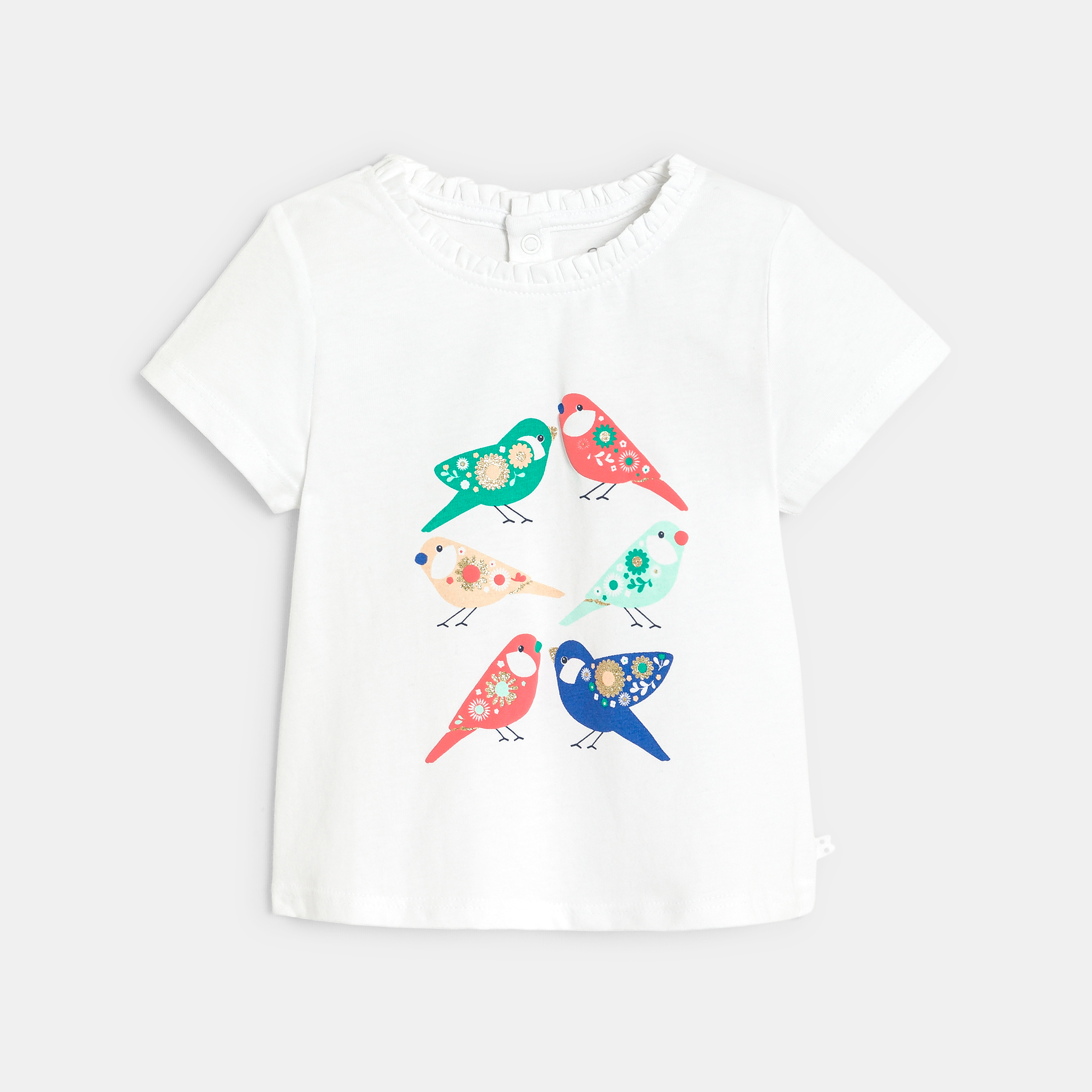 T-shirt oiseau vert bébé fille | Okaïdi & Obaïbi