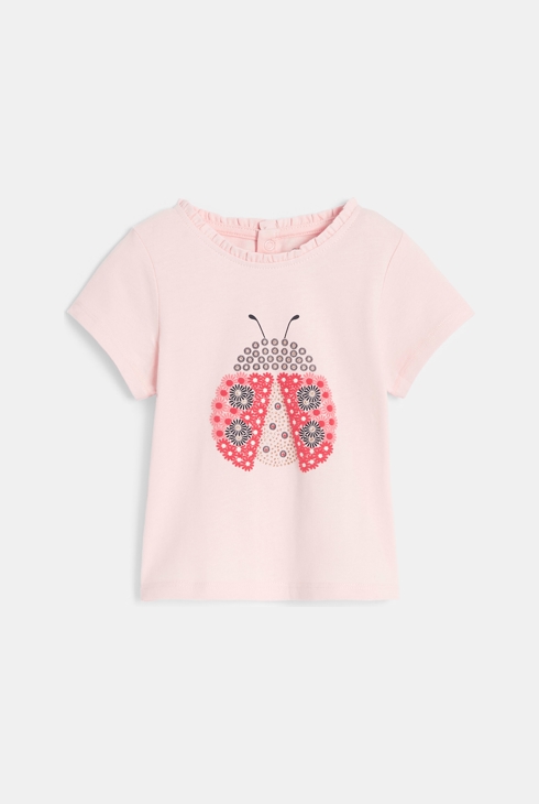 Rosa Baby-T-Shirt mit Marienkäfer für Mädchen 1