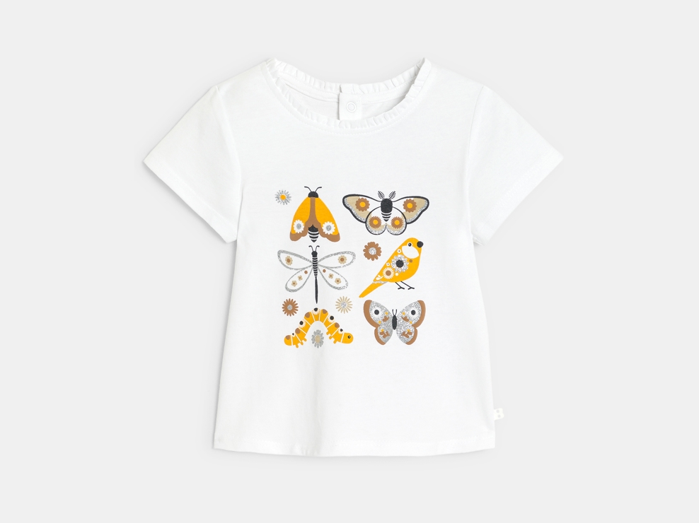 T-shirt insectes en reliefs marron bébé fille 1