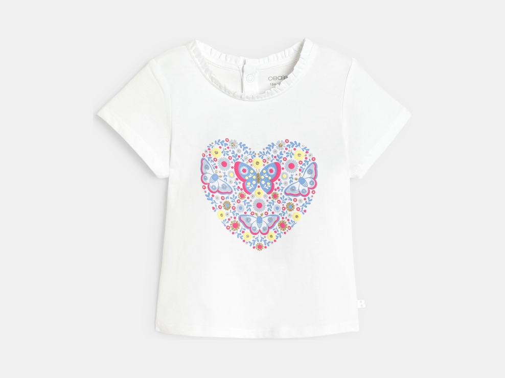 T-shirt papillon en relief bleu bébé fille 1