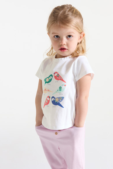 売れ筋商品|||オニール カットソー トップス レディース Juniors' Hidden Parrot Cropped Cotton Baby T-Shirt Grey Baby girl's green bird T-shirt Okaïdi & Obaïbi
