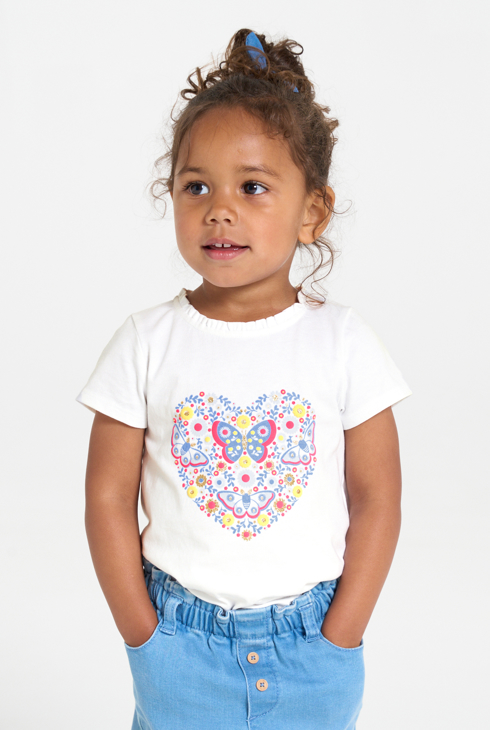 Camiseta mariposa en relieve azul bebé niña 1