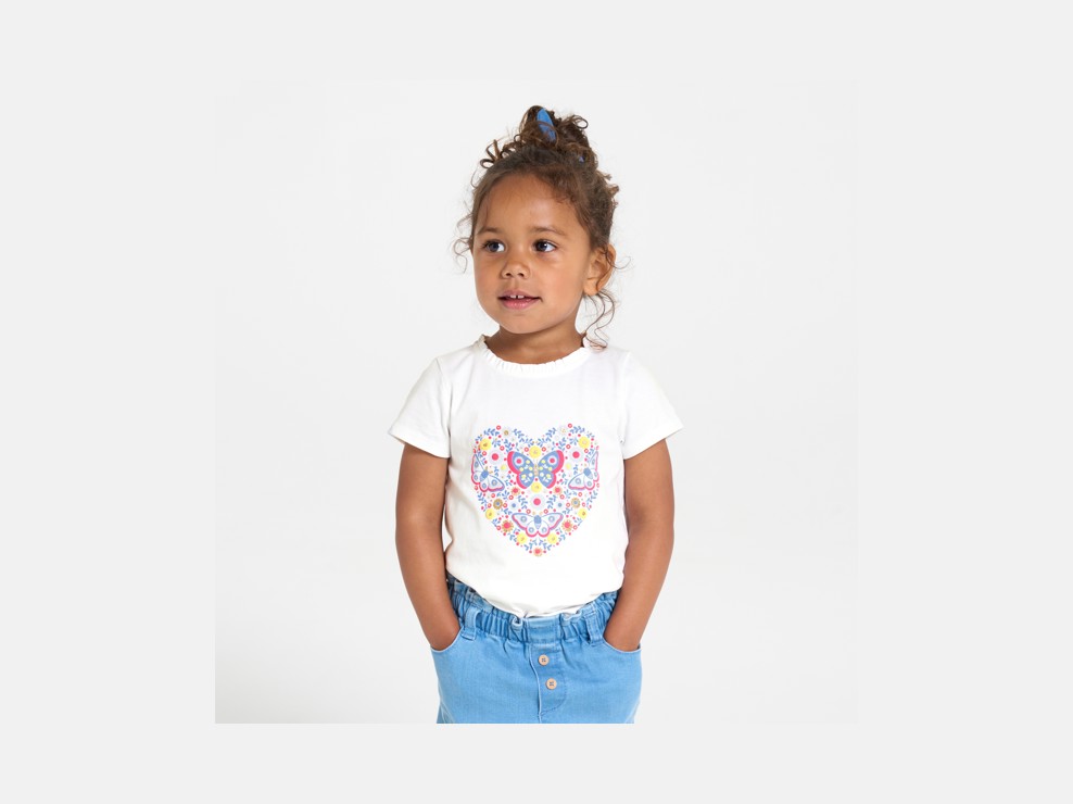 T-shirt blu con farfalla in rilievo neonata 1