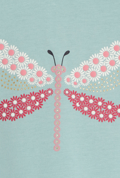 T-shirt libellule en relief bleu bébé fille 2