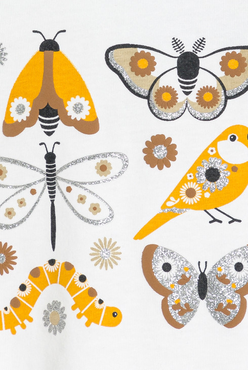 Braunes T-Shirt mit geprägten Insektenmotiven Kleinkind Mädchen 2